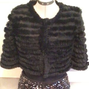 Vintage BCBGMaxazria Knitted Rabbit Fur Bolero